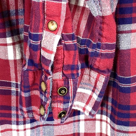 Jachs Girlfriend Shirt Women XXL Comfort Stretch Flannel Plaid Pearl Snap Defect - Picture 3 of 10